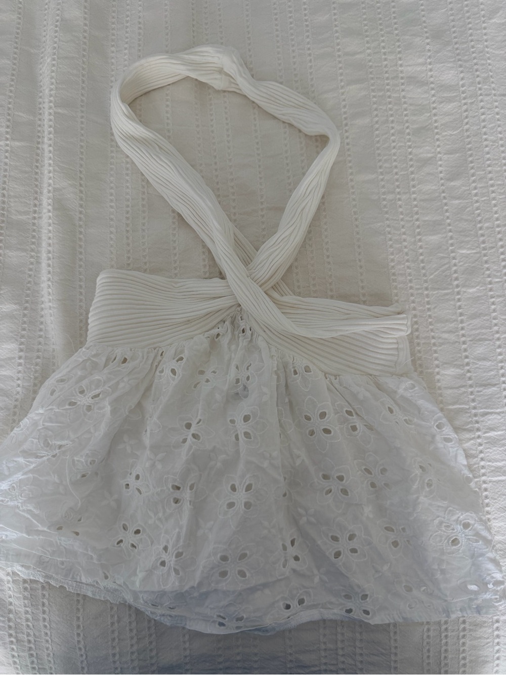 Zara White Eyelet Halter Top